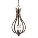 22-1/2 in. 60W 3-Light Candelabra Incandescent Pendant in Tannery Bronze