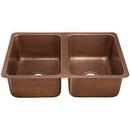 31 x 20 in. No Hole Copper Double Bowl Dual Mount Kitchen Sink in Antique Copper