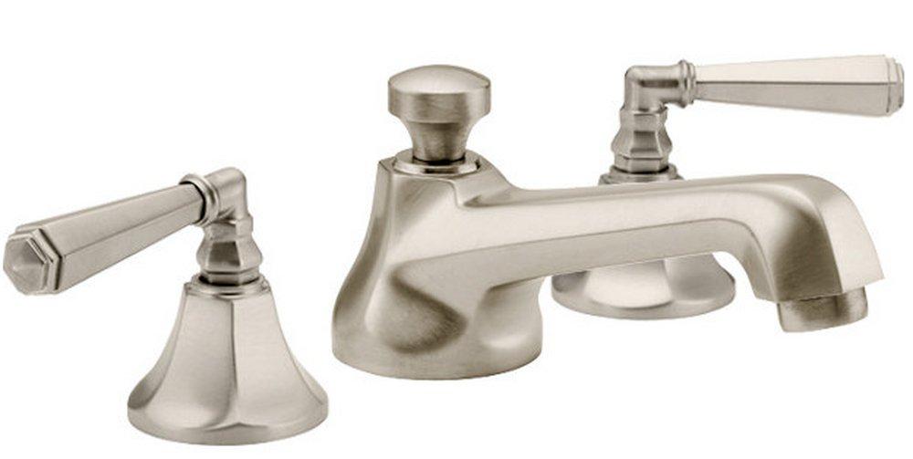 California Faucets Satin Nickel Widespread Bathroom Sink Faucet with Double Lever Handle 