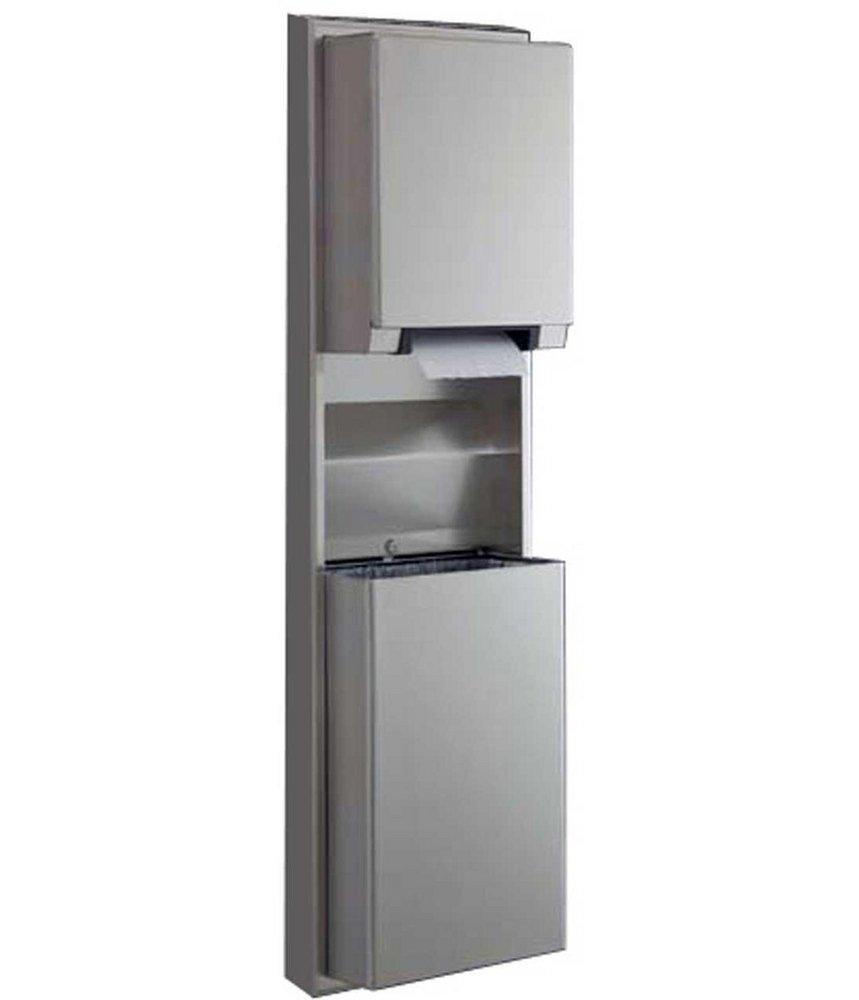 Bobrick Satin Stainless Steel Convertible Automatic Roll Towel Dispenser or Waste Receptacle 