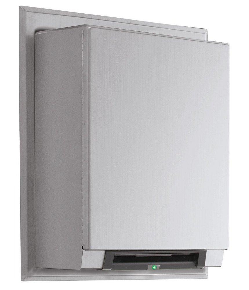 Bobrick Satin Stainless Steel Universal Semi-Recessed Roll Towel Dispenser Equipped with LED Light 