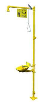 Floor Mounted Eyewash, Plastic Bowl & Showerhead, 22 gpm
