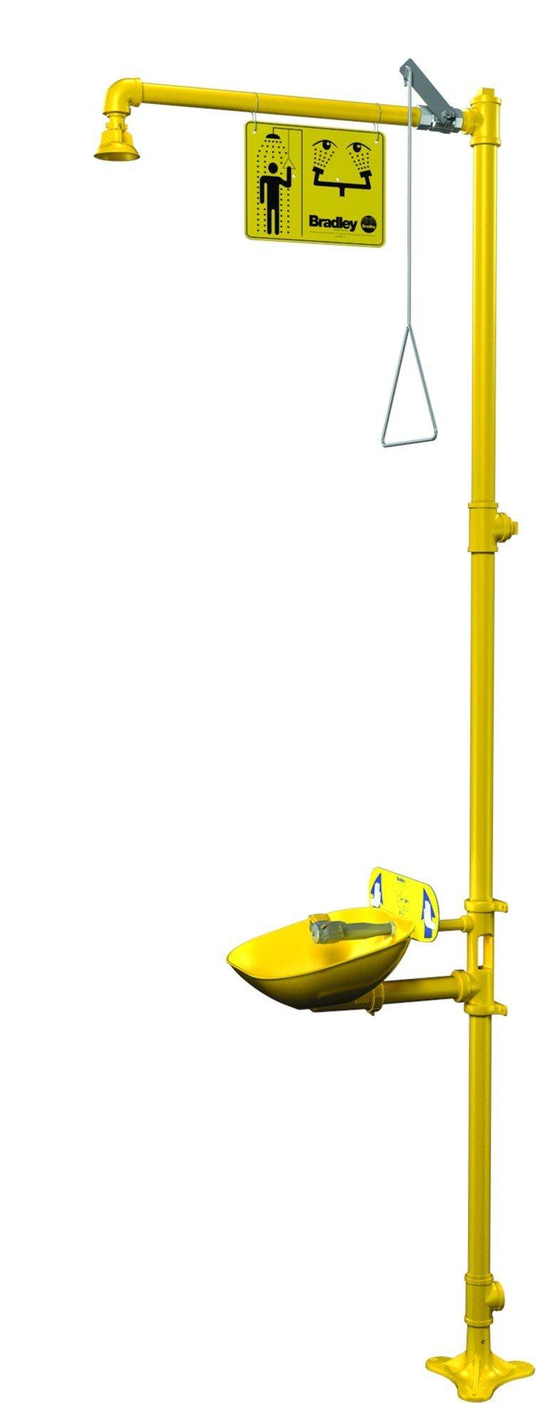 Bradley Corporation Yellow Floor Mounted Eyewash Plastic Bowl & Showerhead 