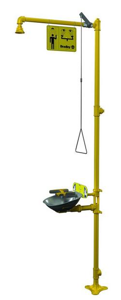 Floor Mounted Eye-Face Wash, Barrier-Free, Stainless Steel Bowl, 22 gpm