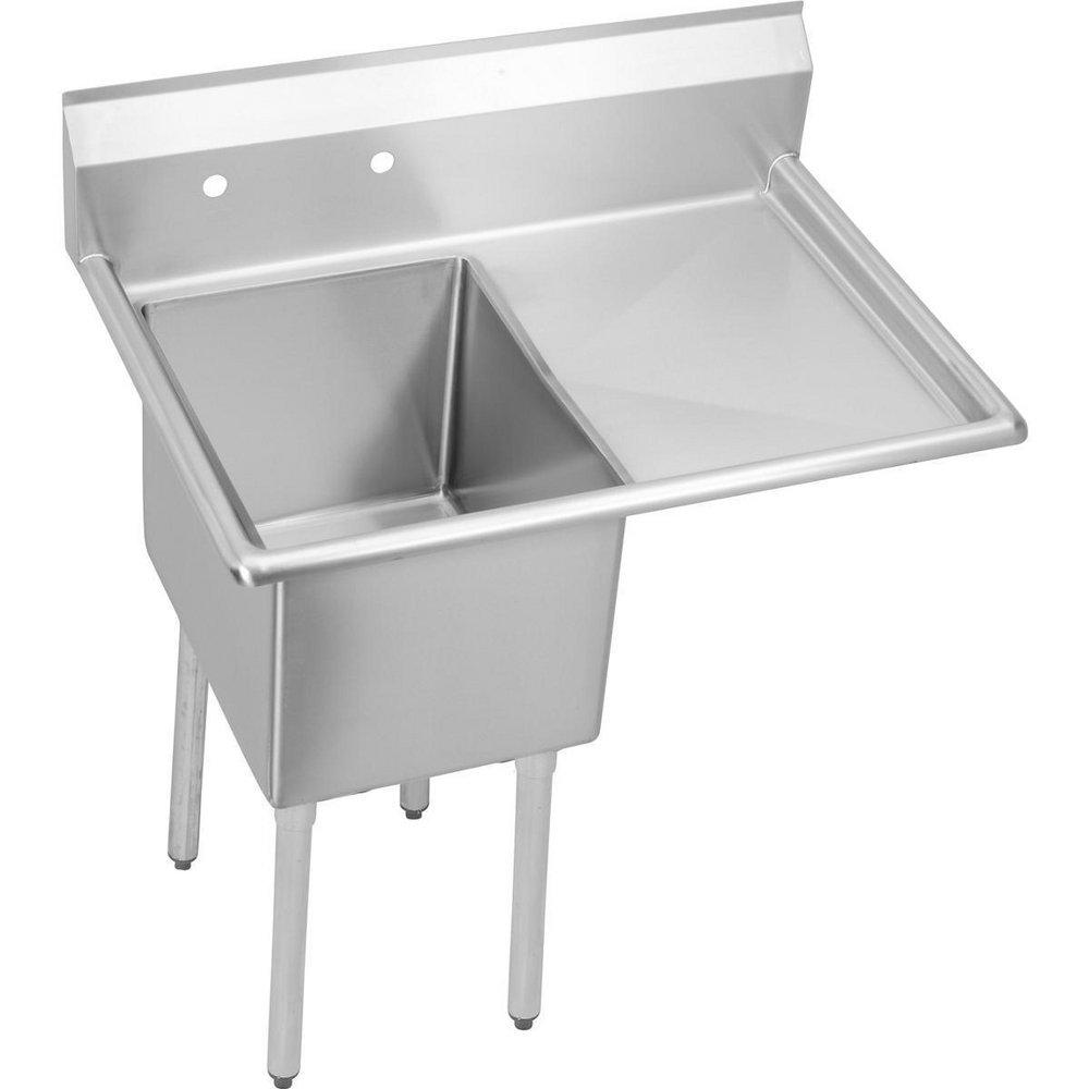 Elkay Stainless Steel 2-Hole 1-Bowl Undermount Service Sink with Center Drain 
