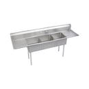 90 x 23-3/4 in. 18 ga 2-Hole 3-Bowl Floor Mount 300 Service Sink with Center Drain in Stainless Steel