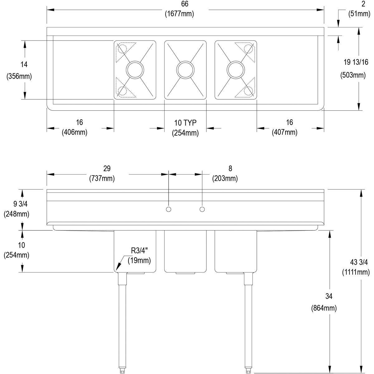 Elkay No. 4 66X20 2H 3B SS SCUL SINK *DELI 