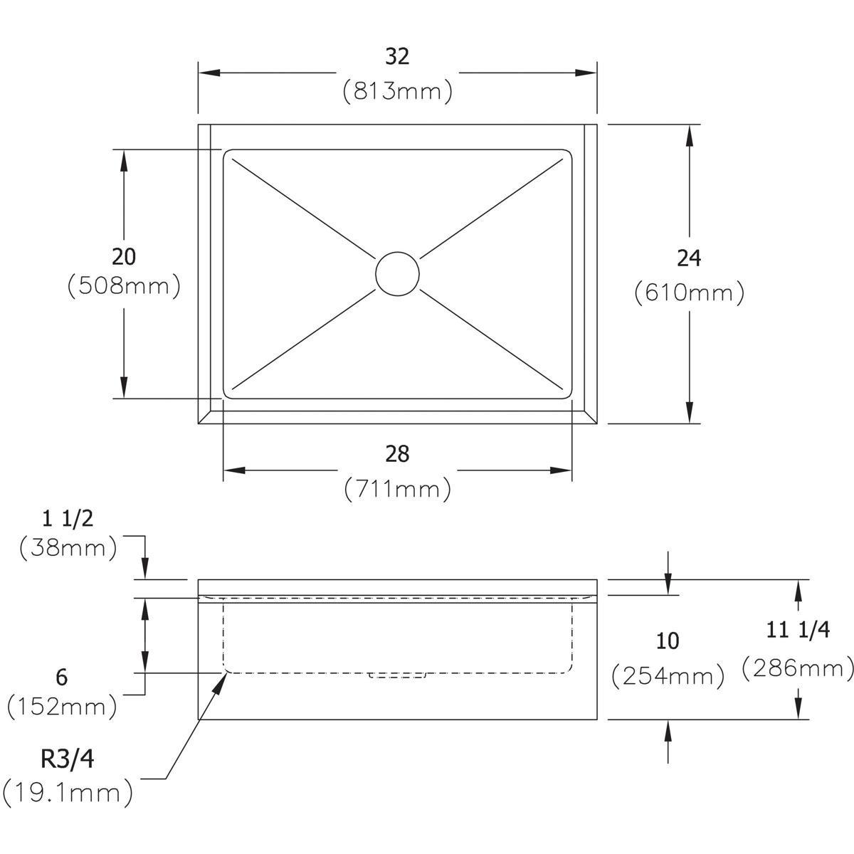 Elkay Stainless Steel 32 x 24 in. Mop Basin 