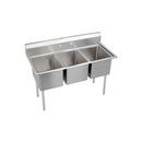 57 x 25-3/4 in. 16 ga 2-Hole 3-Bowl Floor Mount 300 Service Sink with Center Drain in Stainless Steel