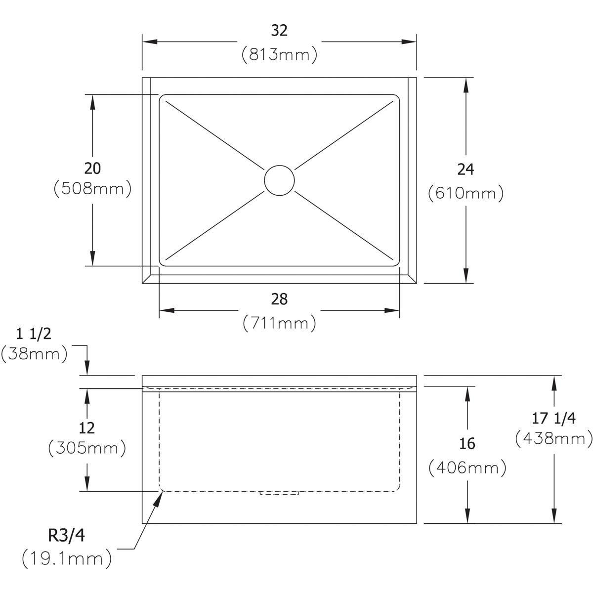 Elkay Stainless Steel 32 x 24 in. Mop Basin 