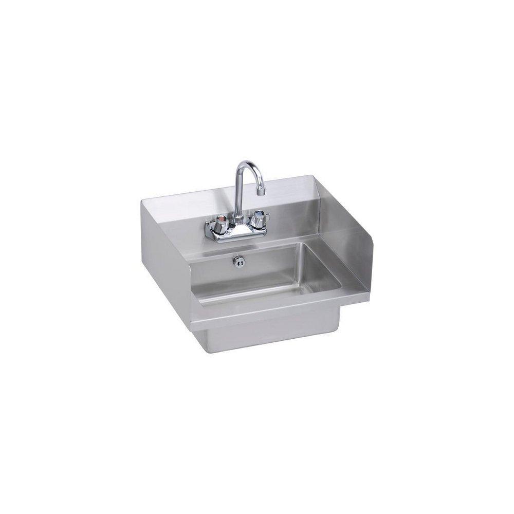 Elkay Stainless Steel 18 x 14-1/2 in. 1-Bowl 2 Hole Wall Mount Commercial Hand 300 Sink 