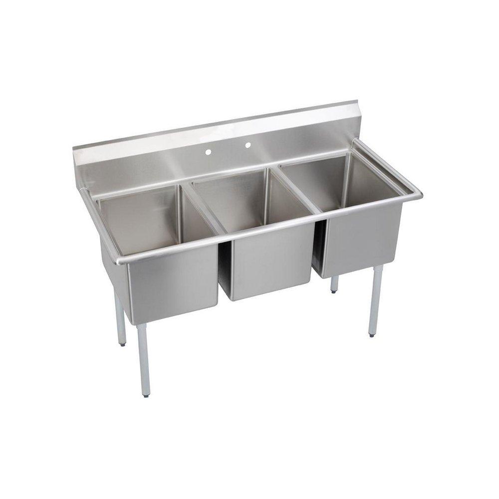 Elkay Stainless Steel 2-Hole 3-Compartment Sink 