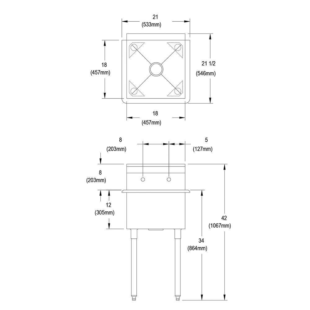 Elkay Stainless Steel No-Hole Single Bowl Utility Sink 