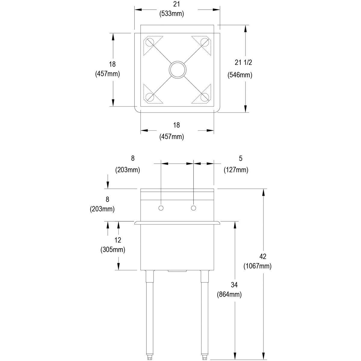 Elkay Stainless Steel No-Hole Single Bowl Utility Sink 