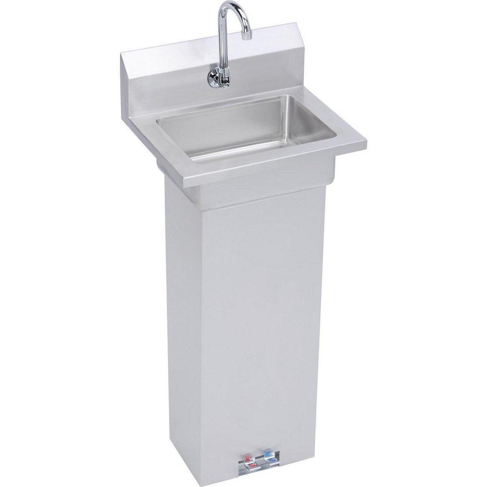 Elkay Stainless Steel 18 x 14-1/2 in. 1-Bowl 1 Hole Floor Mount Pedestal Commercial Hand 300 Sink 