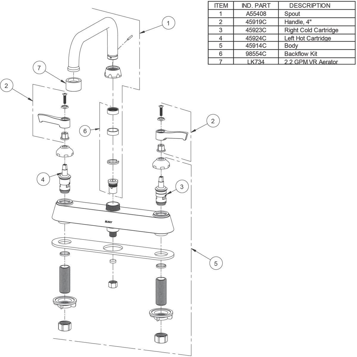 Elkay Stainless Steel 2-Hole 3-Bowl Undermount Service Sink with Center Drain 