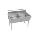 Dependabilt Stainless Steel 51 x 27-1/2 x 44 in. 18 Gauge Two Compartment Budget Sink with Stainless Steel Legs