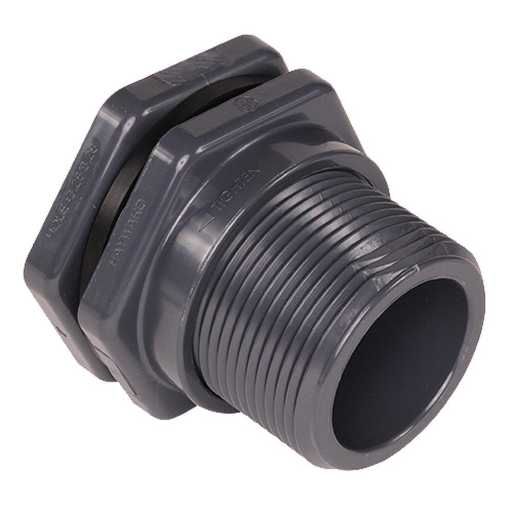 Grey Threaded Straight PVC Bulkhead Fitting with EPDM Gasket 