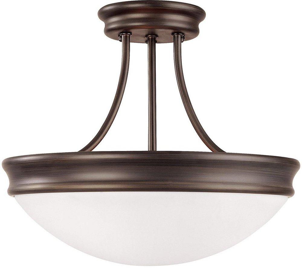 Capital Lighting Oil Rubbed Bronze 11-3/4 x 14 in. 3-Light Semi-Flush Fixture with White Glass Shade 