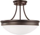 11-3/4 x 14 in. 3-Light Semi-Flush Fixture in Oil Rubbed Bronze with White Glass Shade