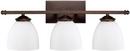 9 in. 100W 3-Light Vanity Fixture in Burnished Bronze with Soft White Glass Shade