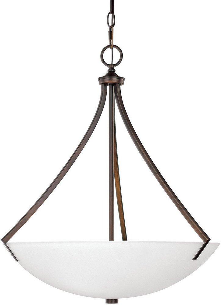 Capital Lighting Burnished Bronze 23 in. 100W 3-Light Pendant Fixture with Soft White Glass Shade 