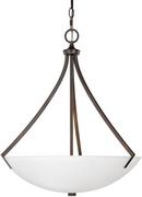 Capital Lighting Burnished Bronze 23 in. 100W 3-Light Pendant Fixture with Soft White Glass Shade 