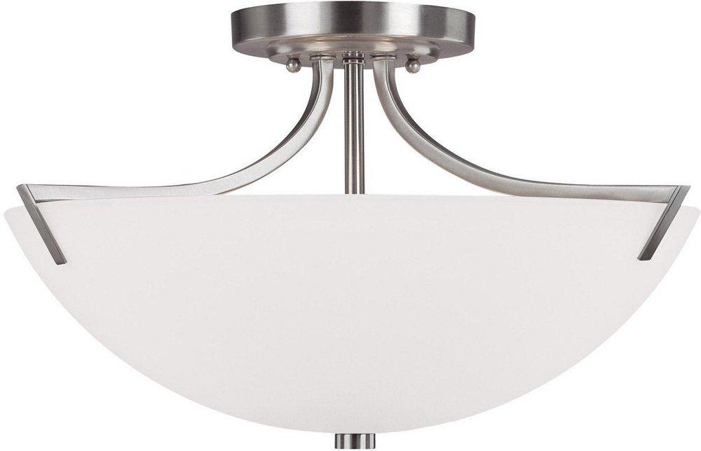 Capital Lighting Brushed Nickel 10 in. 3-Light Semi-Flushmount Ceiling Fixture with Mist Scavo Glass Shade 