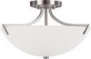 10 in. 3-Light Semi-Flushmount Ceiling Fixture in Brushed Nickel with Soft White Glass Shade