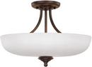 12 in. 3-Light Semi-Flushmount Ceiling Fixture in Burnished Bronze with Soft White Glass Shade
