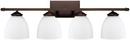 9 in. 100W 4-Light Vanity Fixture in Burnished Bronze with Soft White Glass Shade