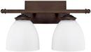 9 in. 100W 2-Light Vanity Fixture in Burnished Bronze with Soft White Glass Shade