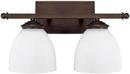 Capital Lighting Burnished Bronze 9 in. 100W 2-Light Vanity Fixture with Soft White Glass Shade 
