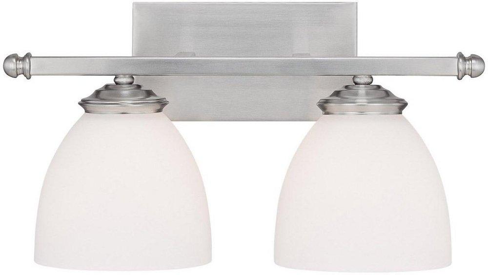 Capital Lighting Matte Nickel 9 in. 100W 2-Light Vanity Fixture with Soft White Glass Shade 