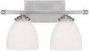 9 in. 100W 2-Light Vanity Fixture in Matte Nickel with Soft White Glass Shade