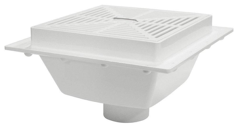 Sioux Chief 3 in. Hub Plastic Square Floor Sink with PVC Strainer 