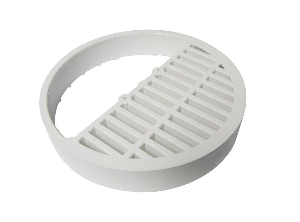 Sioux Chief White PVC Round Floor Sink with Open Half Strainer 