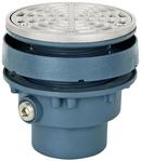 Sioux Chief No Hub Ductile Iron Floor Drain Assembly with 5-1/2 in. Round 304 Stainless Steel Grate and Ring and Strainer 