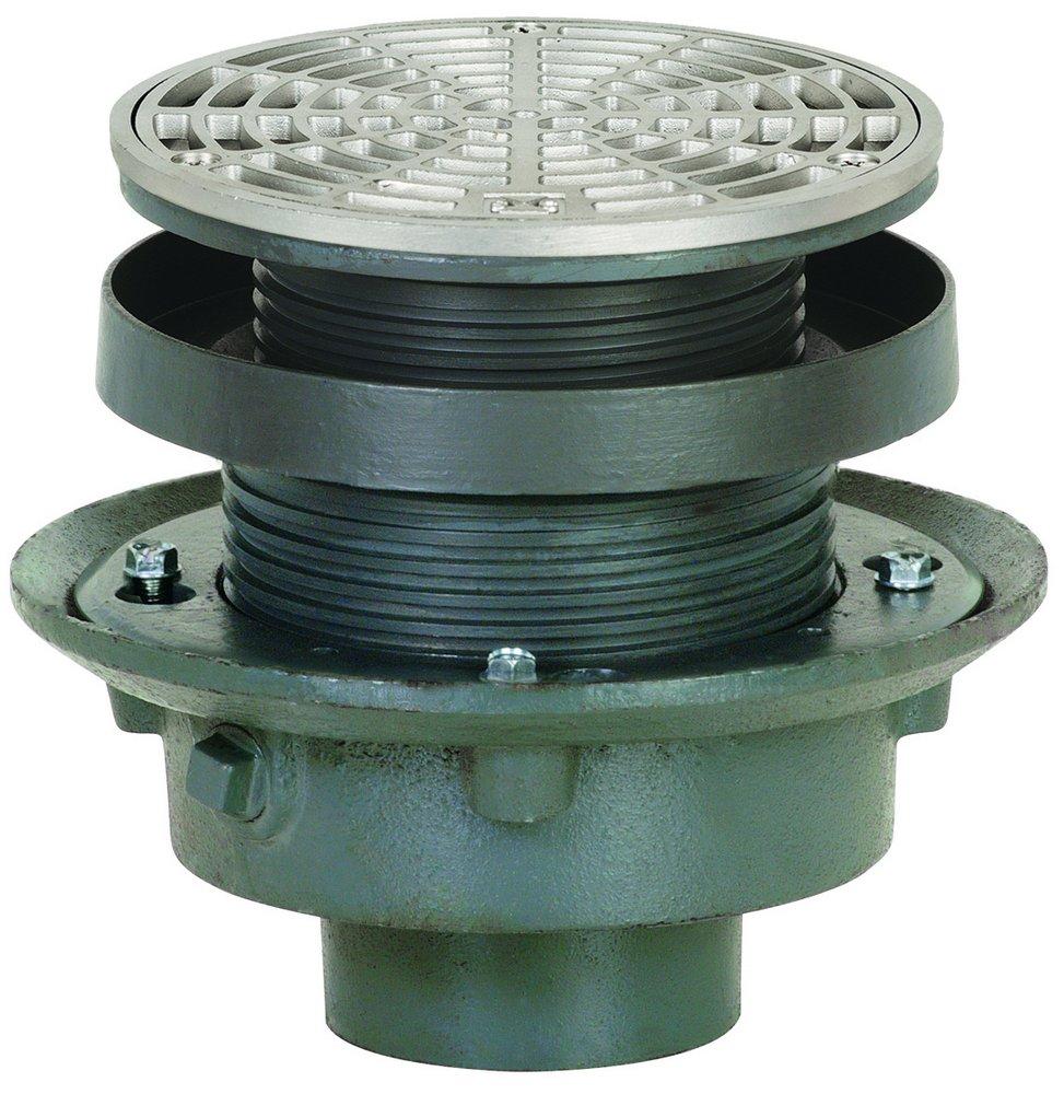 Sioux Chief No-Hub Adjustable Flashing Drain with Nickel Bronze Ring and Strainer and 6-1/2 in. Top in Stainless Steel 