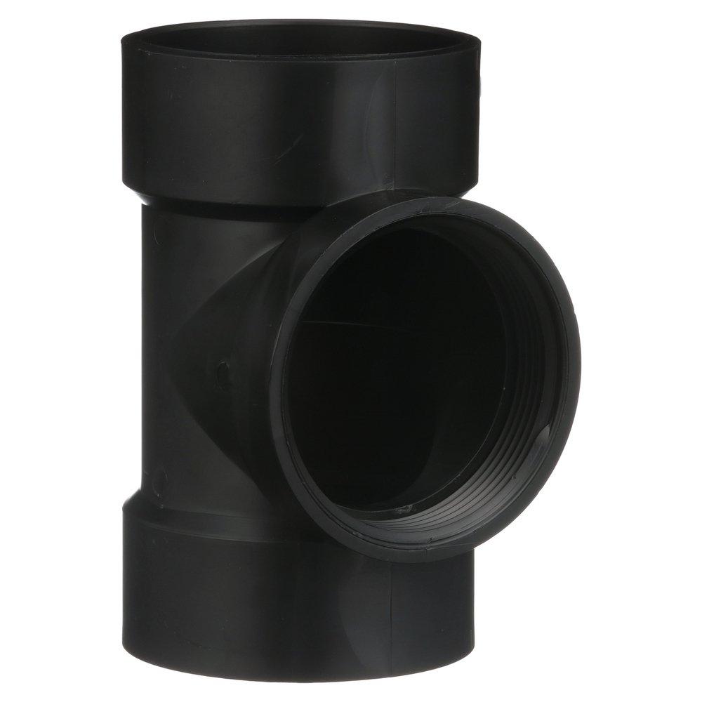 Black ABS DWV Flush Cleanout Tee 