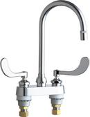 1.5 gpm 2 Hole Deck Mount Centerset Hot and Cold Water Sink Faucet with Double Wristblade Handle in Polished Chrome