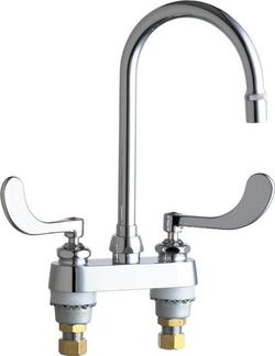 1.5 gpm 2 Hole Deck Mount Centerset Hot and Cold Water Sink Faucet with Double Wristblade Handle in Polished Chrome