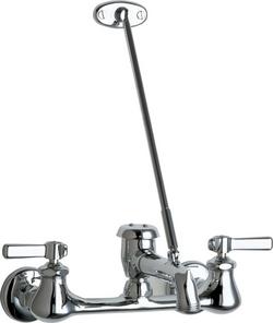 Two Lever Handle Wall Mount Service Faucet in Polished Chrome