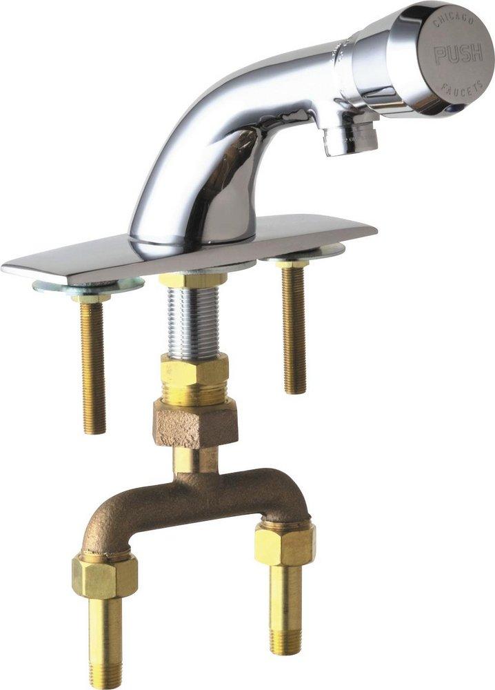 Chicago Faucets Polished Chrome Single Handle Metering Bathroom Sink Faucet 