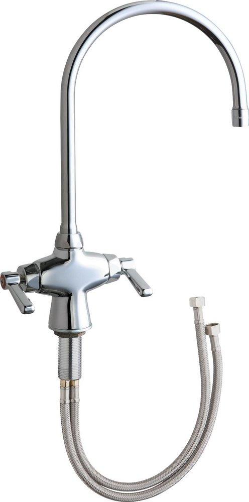 Chicago Faucets Polished Chrome Two Handle Lever Deck Mount Service Faucet 