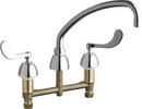 Chicago Faucets Polished Chrome Two Handle Wristblade Deck Mount Service Faucet 