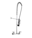 Chicago Faucets Polished Chrome Pre-Rinse Fitting Wall Mount Kitchen Faucet with Double Lever Handle and 613-A Adapta-Faucet 