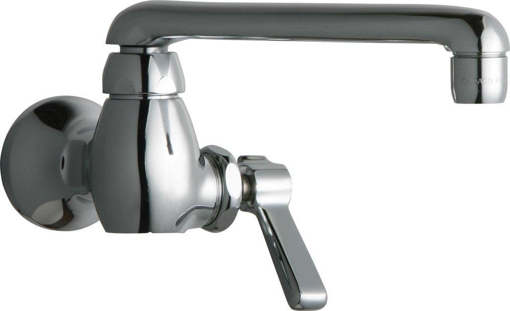 Chicago Faucets Polished Chrome Single Lever Handle Wall Mount Service Faucet 