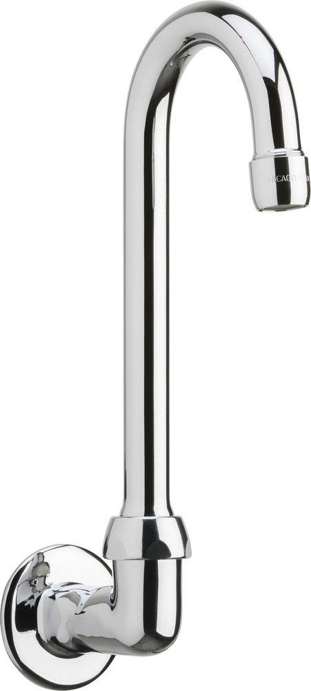 Chicago Faucets Polished Chrome 2.2 gpm Wall Mount Kitchen Sink Faucet Gooseneck Spout 