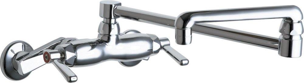 Chicago Faucets Polished Chrome Two Handle Lever Wall Mount Service Faucet 